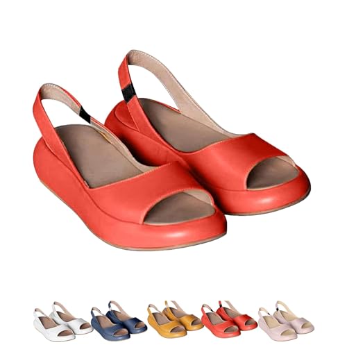 XQILGVF Bequeme flache Damensandalen, ultrabequeme, lässige, flache, orthopädische Sandalen, Slip-On-Strandschuhe zum Spazierengehen (Orange,38) XQILGVF Bequeme flache Damensandalen, ultrabequeme, lässige, flache, orthopädische Sandalen, Slip-On-Strandschuhe zum Spazierengehen (Orange,38)