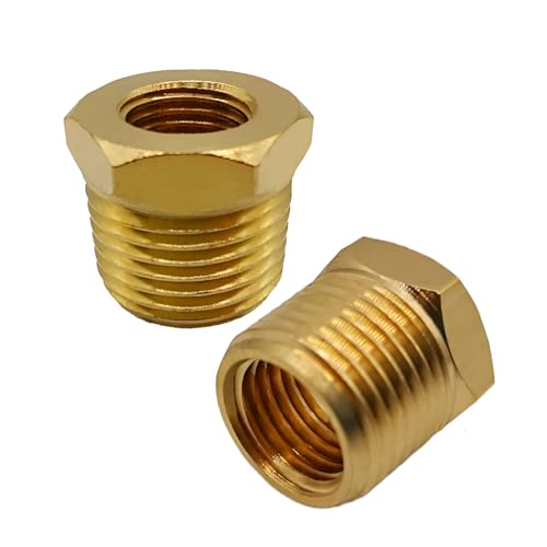 AMZDIAI Brass Reducer Bushing, 3/4\" NPT Male to 1/8\" NPT Female Thread, Hex Reducing Convert Adapter Pipe Fitting Connector for Water/Oil/Gas (2PCS)