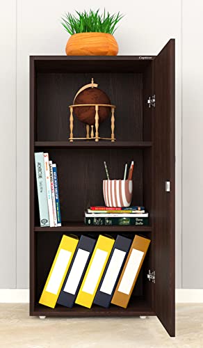 Image of Captiver Alba Engineered Wood Free Standing Home Office Storage Wardrobe cabinets Organizer with 1 Door Lockable (19X15X38 Inch, Wenge)