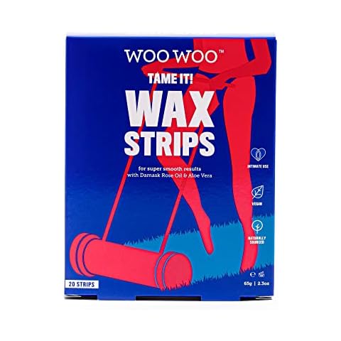 WooWoo - Natural Tame It! Ready-To-Use Bikini Wax Strips With Damask Rose Oil | Clean + Vegan Intimate Skin Care (20 Wax Strips) Cover