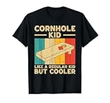 cornhole kid vintage cool bambini che giocano grafico cornhole maglietta