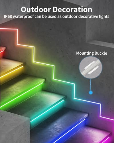 Image of 16.5ft Neon Rope RGB Lights, IP68 Waterproof Flexible Neon Lights, LED Strip Lights for Bedroom, Room Decor for Christmas, Outdoors, Pool B