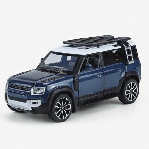 Image of 1:32 Scale New Defender Alloy Pickup Car Toy Metal Pull Back Diecast Car with Openable Door and Sound Light, Gifts Toys for Kids【Blue】