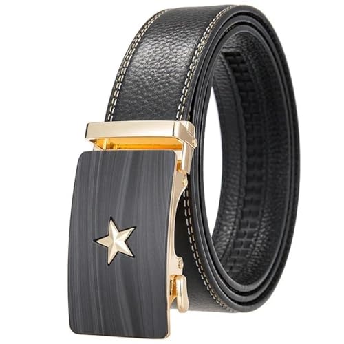 Ceinture en cuir véritable homme avec boucle automatique noire