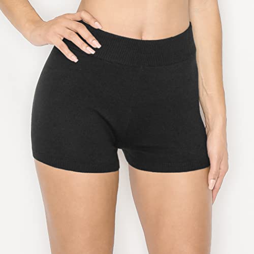 Image of ALWAYS Women's Soft Sweater Knit Shorts - High Waisted Comfortable Lounge Pajama Pants Solid Black X-Small