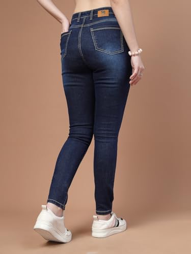 Image of Style Quotient Women Tinted Blue HIGH Rise Straight FIT Jeans