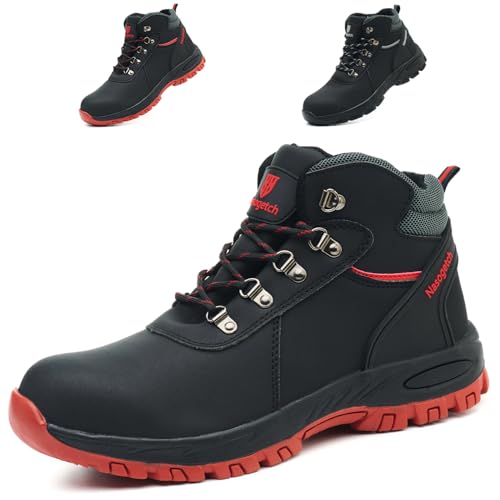 Bawalon Botas de Seguridad para Hombre Impermeable Zapatos de Mujer Antideslizante de Trabajo con Punta