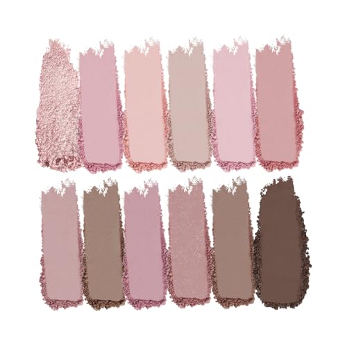 Image of SUAKE 12 Colors Matte Shimmer Eyeshadow Palette for Eye Makeup,with Mirror, Nude Brown Pink Peach, High Pigmented Tan Gray Eye Shadow Primers Powder Palet de sombras de ojos