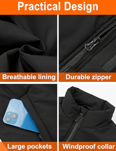 Techstuph Beheizbare Weste Herren mit 3 Einstellbar Temperatur 11 Heizzonen Heizweste Damen Beheizbare Jacke Maximale Temperatur 140°F (Ohne akku)