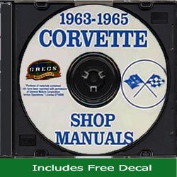 1963 1964 1965 Corvette Chevy Chevrolet Repair Shop Service Manual CD (with Decal)