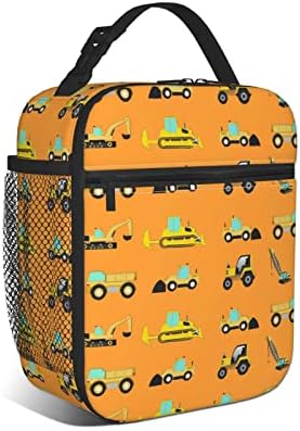 cuesr Construction Lunch Box Kids Boys Insulated Cooler Thermal Cute Lunch Bag Tote for School