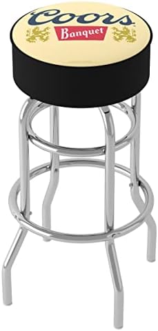 Bar Stool - Coors Banquet Logo Stool with Foam Padded Seat - Swivel Chair for Game Room, Garage, or Home Bar by Trademark Global