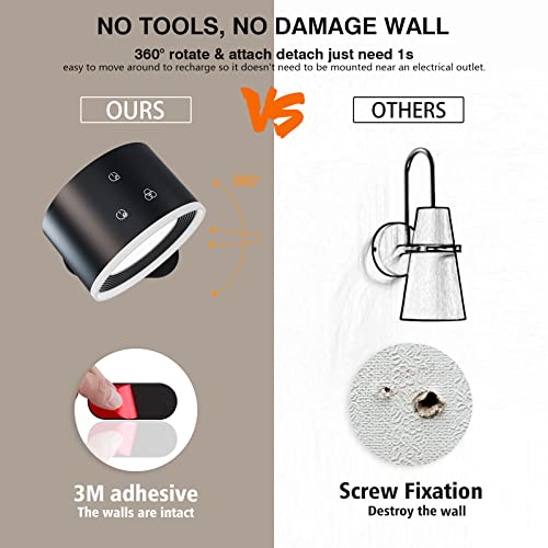 Koopala Up&Down Light Source Led Wall Sconce, Wall Mounted Lamps With Battery Operated, Rgb Ambience Lights, 4 Color Temp, Dimming, Removable Charging, Touch&Remote Control, Light For Reading Bedside #TOP2