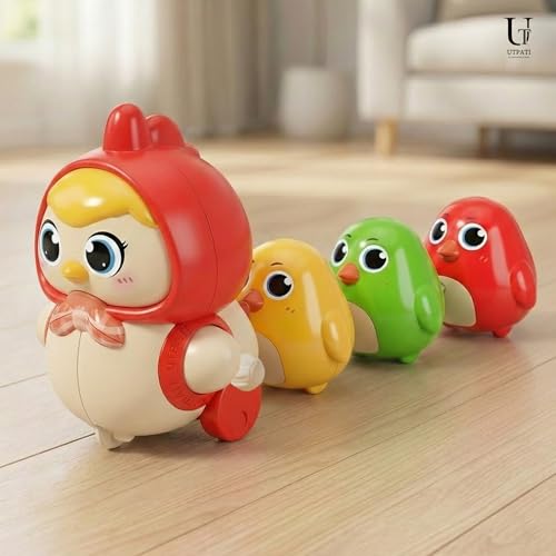 Image of Chicken Toys for Kids, Swinging Chain String Magnetic Hen with Chick Learning to Crawl Spring Toy, Crawling Wind-up Duck, Walking Chicken Cute Windup Toy for Boys Girls Toddler