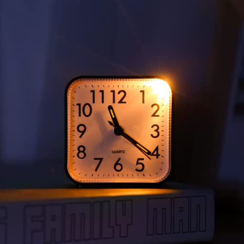 Jxtz Analog Alarm Clock, Bedside Clocks Battery Powered, Silent Non Ticking Travel Clock With Night Light, Snooze, Easy Set, Clock For Heavy Sleepers Kids Elder Travel Bedroom Office #TOP2