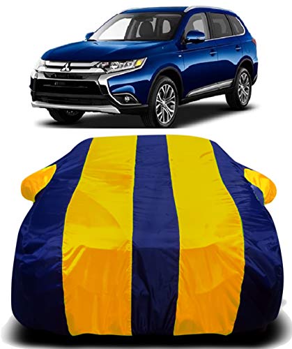 Image of Waterproof Car Cover with Ultra Surface Body Protection (Yellow Stripes) (MITSUBUSHI Outlander)