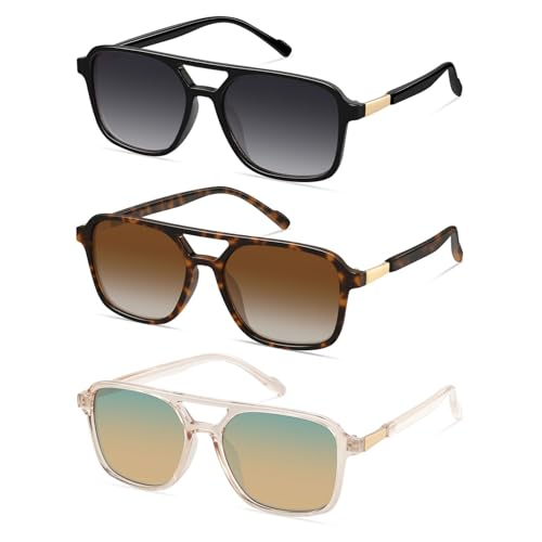 Image of GRFISIA Retro Aviator Sunglasses for Women Men Trendy Rectangle Womens Mens Sun Glasses Shades for Driving Vacation UV400