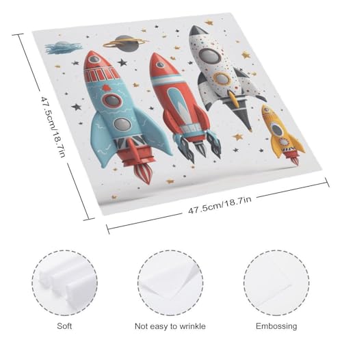 Servilletas de Tela Cartoon Rockets 18.7x18.7 in 4 PCS miniatura 2
