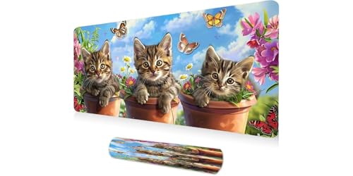 Grand tapis souris gamer antidérapant avec bords cousus renforcés