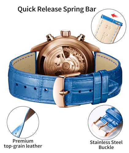 Image of BINLUN Leather Watch Band Genuine Calfskin Replacement Watch Strap Quick Release Crocodile Pattern 10 Colors 13 Sizes for Men Women(10mm,12mm,14mm,16mm,17mm,18mm,19mm,20mm,21mm,22mm,23mm,24mm)