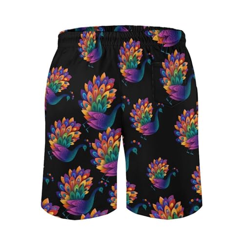 Colorful Peacock Mens Swim Trunks Quick Dry Board Shorts Beach Swimwear Bathing Suits3