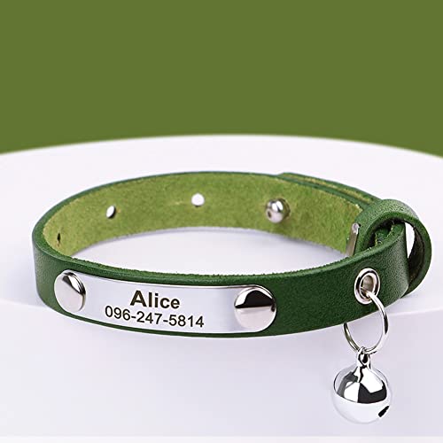 Collier en cuir personnalisé pour chat avec étiquette nominative, cloche et numéro de téléphone, collier personnalisé pour chat, chaton, petit chien, chiot, collier de sécurité à dégagement rapide Cover