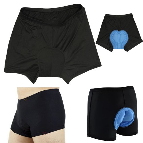 mewmewcat de alta cintura Men Ciclismo Underwear Pants Gel 3D acolchoado bicicleta Preto