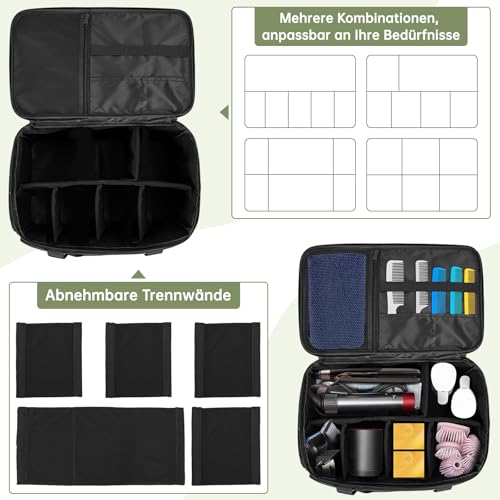 Professionelle Friseurtasche, Tragbare Friseur-Aufbewahrungstasche Mit Mehreren Taschen, Friseur Tasche Mit Verstellbaren Unterteilungen für Friseur Zubehör, Geeignet für Friseur, Visagist, Stylist