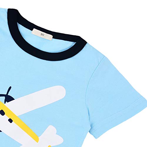 Image of Little Boys Short Set Pajamas for Boys 100% Cotton Toddle Firetruck Dinosaur Sleepwear Summer Clothes Size 2-7T