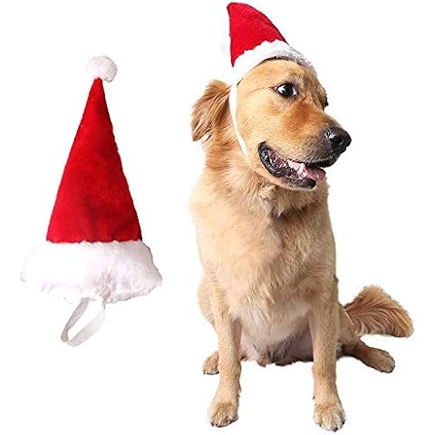 Wiz BBQT Adjustable 3D Christmas Santa Hat for Big Dogs Pets Holiday Party (Large) Cover