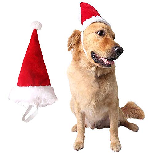 Wiz BBQT Adjustable 3D Christmas Santa Hat for Big Dogs Pets Holiday Party (Large)