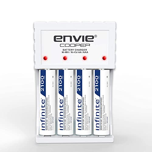 Image of ENVIE (ECR 20 MC+4xAA2100) Standard Rechargeable Battery Charger for AA & AAA Ni-mh /Ni-Cd with 4xAA2100 Rechargeable Batteries