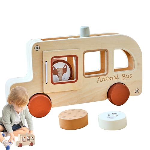 Autobús de juguetes de madera para bebés para juego educativo