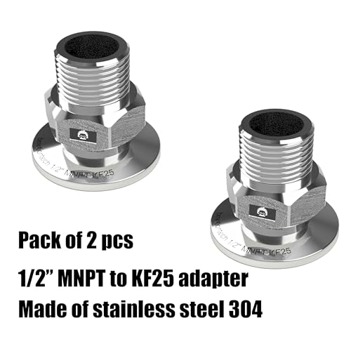 Image of bmotiontech 1 /2 inch MNPT Male NPT to KF25 NW25 Flange Fitting adapter (ISO-KF KF25 QF25 NW25) (1 /2 inch MNPT KF25 x 2PCs)