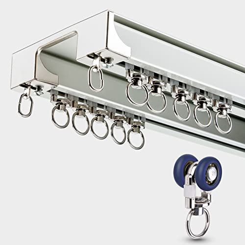 Robuste Doppelschienen aus Aluminium für Wohnzimmer und Schlafzimmer, Deckenmontage, Raumteiler, 240 cm, Weiß-B-Design Robuste Doppelschienen aus Aluminium für Wohnzimmer und Schlafzimmer, Deckenmontage, Raumteiler, 240 cm, Weiß-B-Design