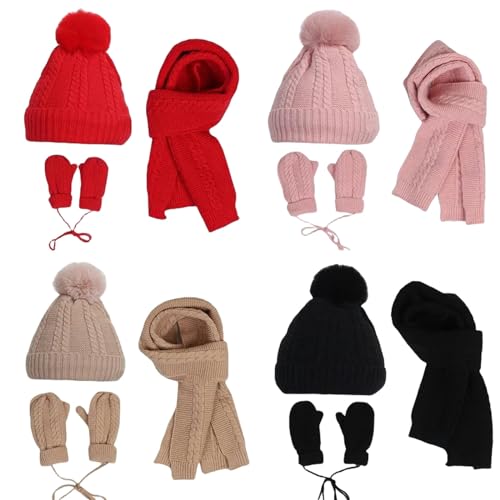 Gorro cálido para niños ZONTO con bufanda y guantes de punto para el otoño 2