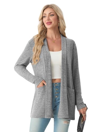 QIXING Women's Casual Knit Cardigan Long Sleeve Loose Autumn Lightweight for Ladies — view 3