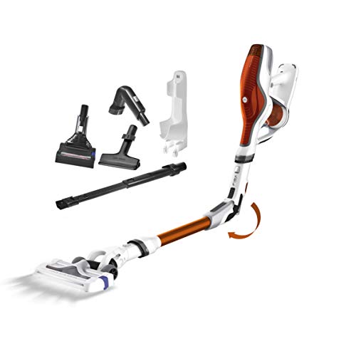 Rowenta RH9474 Air Force Flex 560 Akkusauger | Stab-und Handstaubsauger in Einem | Hohe Saugleistung | LED-Leuchten | Viel Zubehör | Kabellos | Beutellos | Tierhaar | Auto | Weiß/Orange