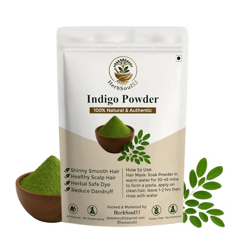 Image of Organic Indigo Leave Powder 200gm - Pure Herbal Indigofera Tinctoria Churna for Natural Black Hair Color, Hair Strength, Hair Growth & Shine | Chemical-Free, Ayurvedic Hair Dye, No Ammonia or PPD