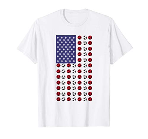 Soccer Ball Pattern American Flag Cool Sports Lover Gifts Camiseta