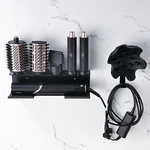 Affogato Wall Mount Holder Compatible with Shark FlexStyle, Wall Mounted Organizer for Storage Attachments, Rack with Cord Hanger for Accessories Curlers Brushes Diffuser Cover
