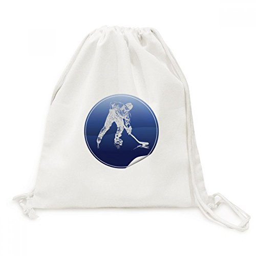 Sac de voyage patinage et hockey sur glace aquarelle avec cordon en toile
