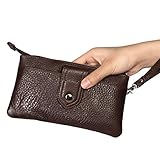 DYIGO Estuche de Cuero Genuino, Embrague para iPhone 12/13/14/15/16/17/Pro/Plus/XR/XS/X,Samsung S21/S22/S23/S24/Plus/Lite A53/A54/A55;etc,Todos los teléfonos de Menos de 6,9 Pulgadas (66218 marrón)