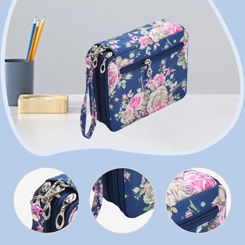 Trousse à crayons 72 compartiments avec élastiques, étui portable à fermeture éclair