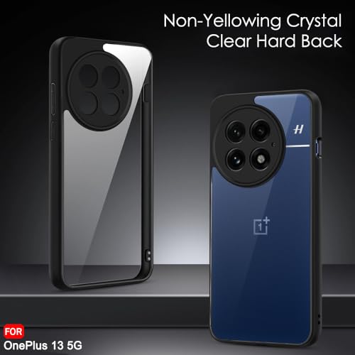 Image of TheGiftKart Hybrid Shockproof Back Cover Case for OnePlus 13 5G | Camera Protection Module | Hard Back Cover Case for OnePlus 13 5G (PC & TPU, Transparent Clear Back, Black Sides) | Hybrid
