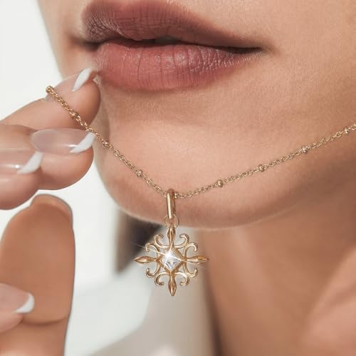 Cicy Bell 18k Gold Plated Necklace for Women Princess Cubic Zirconia Dainty Pendant Necklace Trend Jewelry Gift, 17.7" + 1.9" Extender2