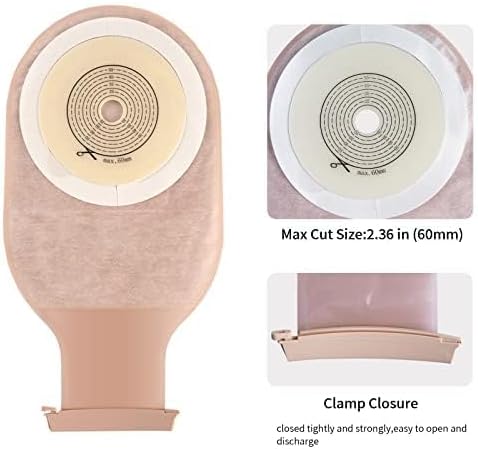 Miniatura 2 de Paquete de 30 bolsas de colostomía para ostomía, bolsas de colostomía de una pieza, bolsas drenables con cierre de abrazadera para cuidado del