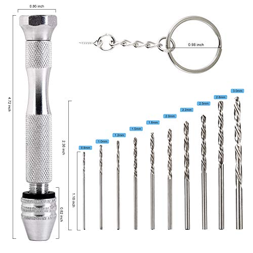 image for FunPa 11Pieces Pin Vise Hand Drills Bits Set Micro Mini Twist Drill Bi