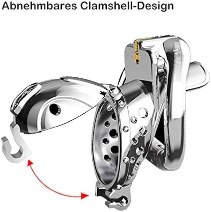 Cinturón de castidad de acero inoxidable Jaula de pene de metal Anillo de pene que se puede abrir con dos tapas de jaula extraíbles Anillo de testículo de castidad Jaula de castidad(Durchmesser: 38 mm