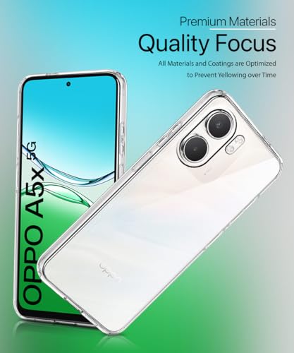 Image of WOW IMAGINE Transparent Back Cover Case for Oppo A5x | Raised Bumps for Full Device & Camera Protection Shockproof TPU Silicone Back Case Mobile Cover - Transparent